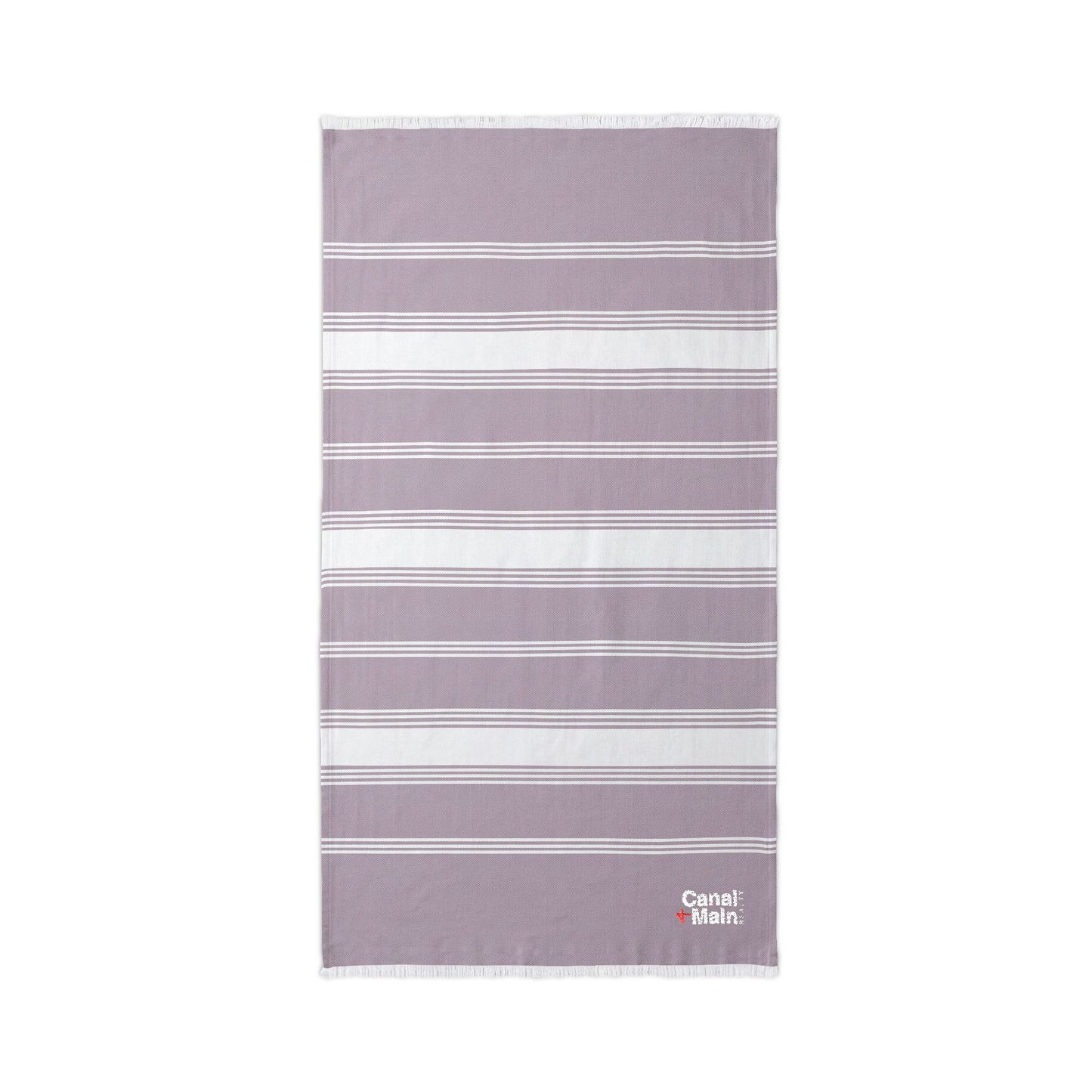 Embroidered C&M Striped Beach Throw — Lightweight Turkish Towel for Pool & Travel