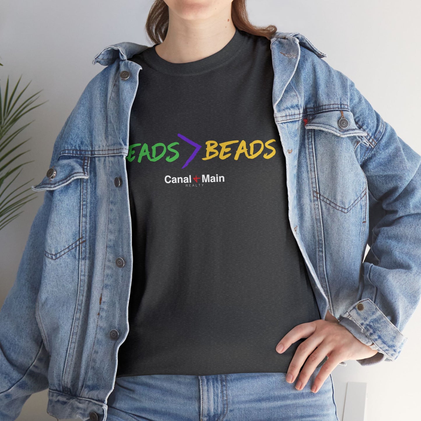 Leads > Beads MARDI GRAS T-Shirt — Casual Graphic Tee