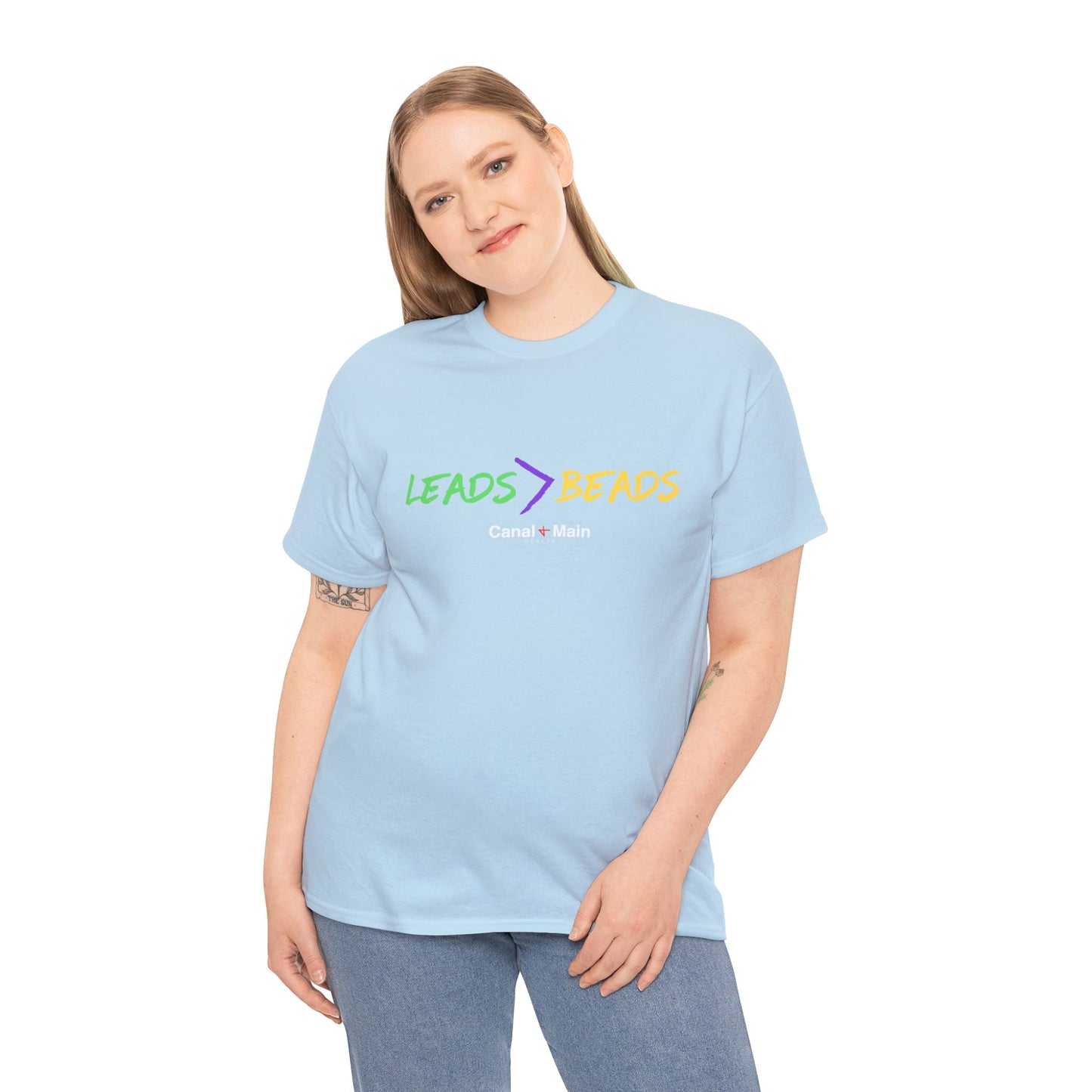 Leads > Beads MARDI GRAS T-Shirt — Casual Graphic Tee