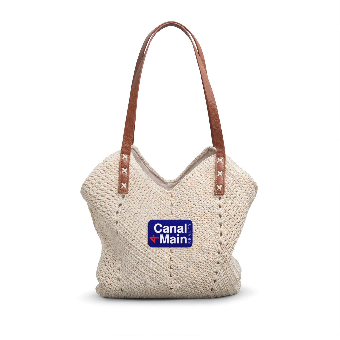 Canal & Main Straw Shoulder Bag – Boho Crochet Beach Tote with Leather Straps