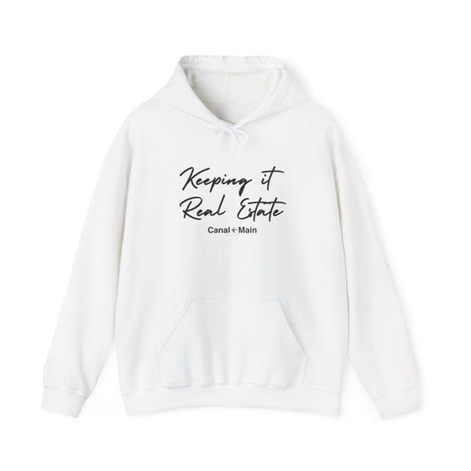 Hoodie — "Keeping it Real Estate" Script Logo Real Estate Agent Pullover