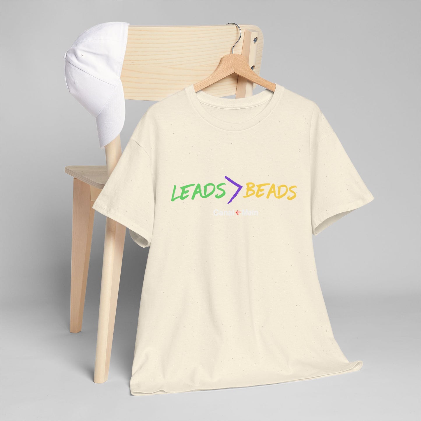 Leads > Beads MARDI GRAS T-Shirt — Casual Graphic Tee