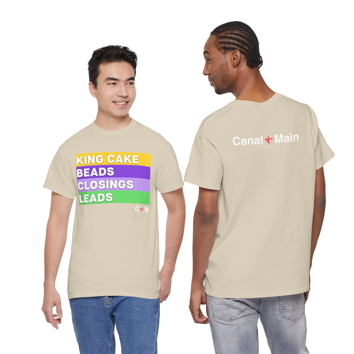 Mardi Gras Vibes Tee — “King Cake, Beads, Closings, Leads” Graphic Shirt