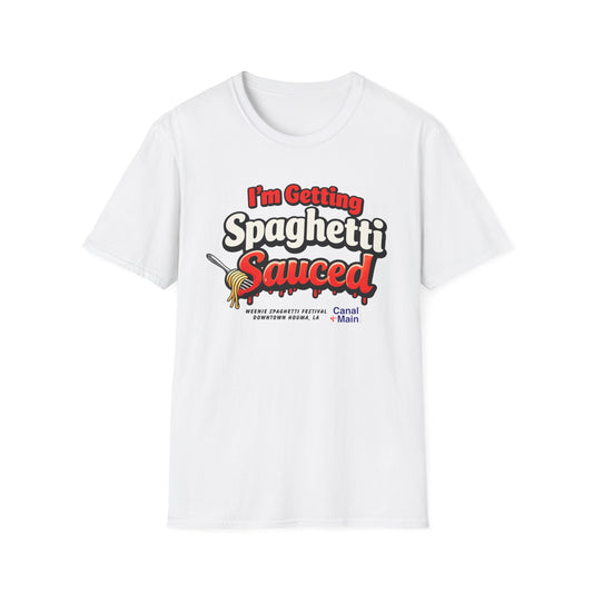 Funny 'I'm Getting Spaghetti Sauced' T-Shirt – Retro Pasta Party Tee
