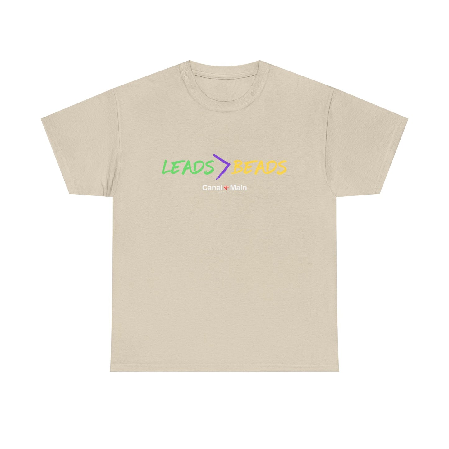 Leads > Beads MARDI GRAS T-Shirt — Casual Graphic Tee