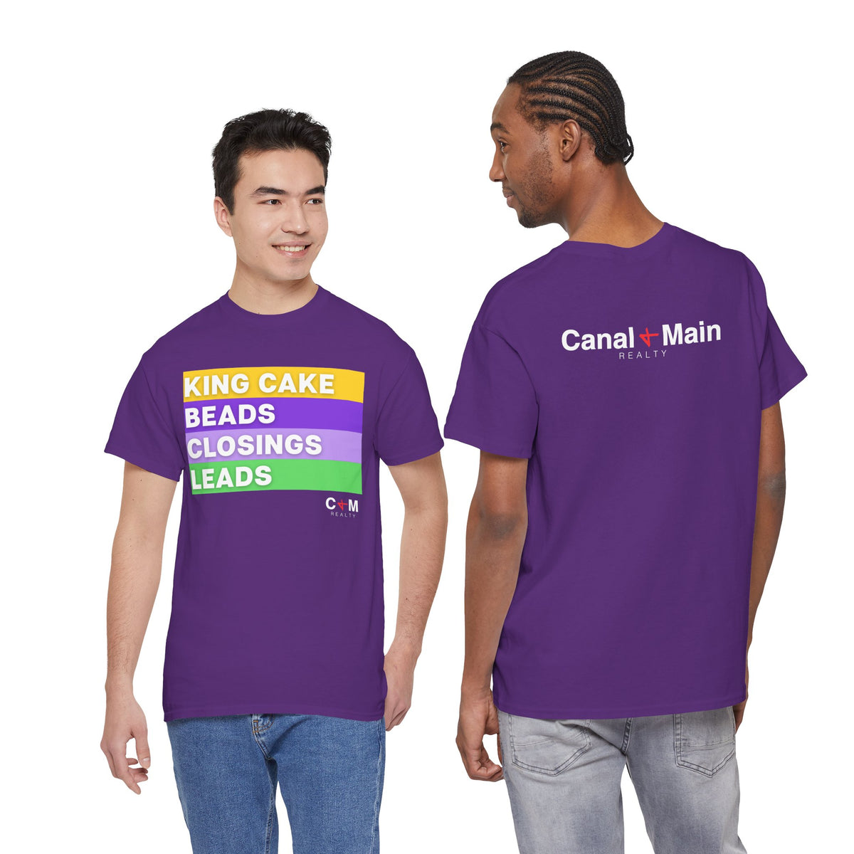 Mardi Gras Vibes Tee — “King Cake, Beads, Closings, Leads” Graphic Shirt
