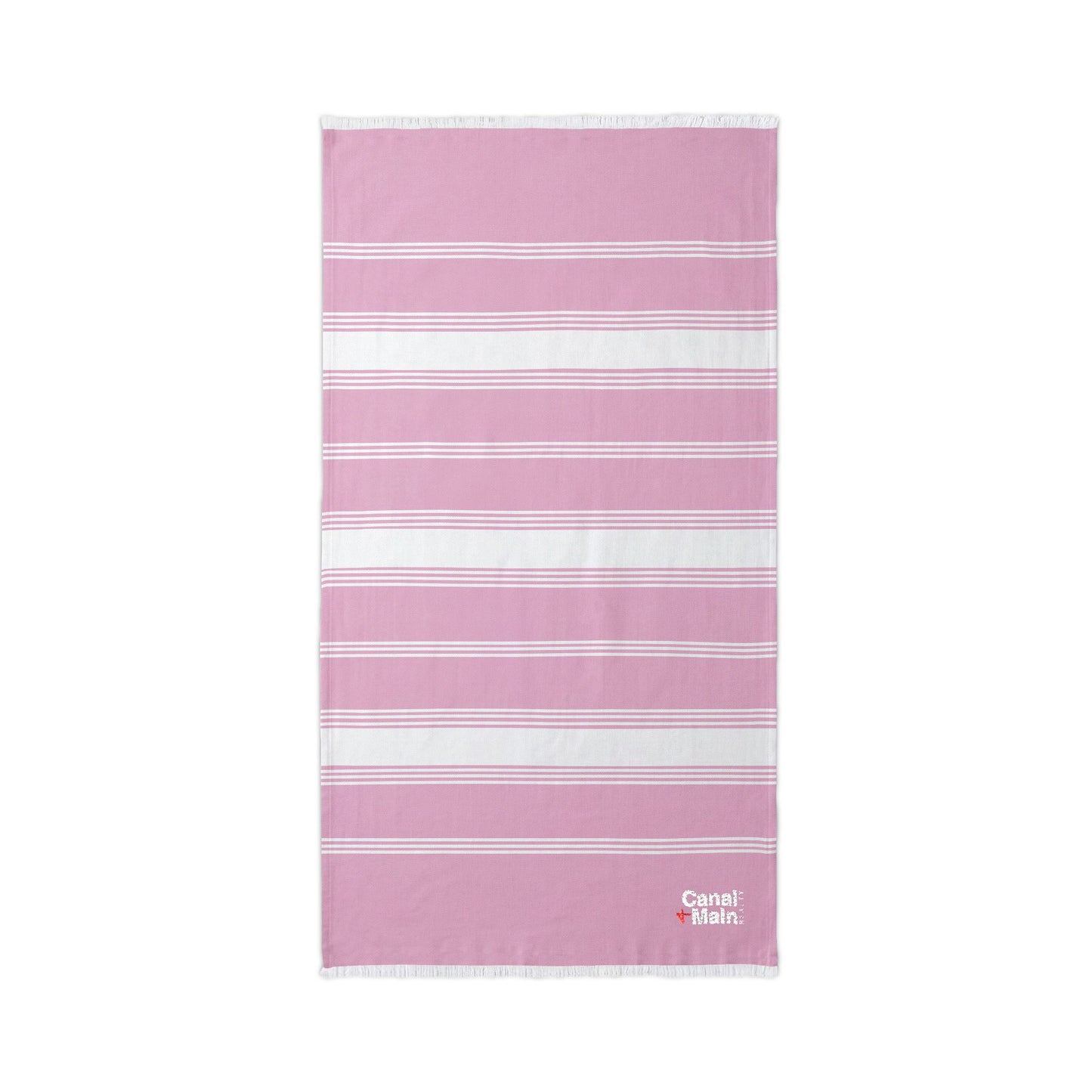 Embroidered C&M Striped Beach Throw — Lightweight Turkish Towel for Pool & Travel