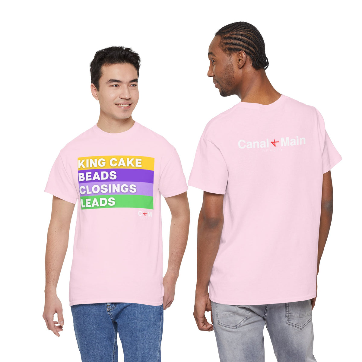 Mardi Gras Vibes Tee — “King Cake, Beads, Closings, Leads” Graphic Shirt