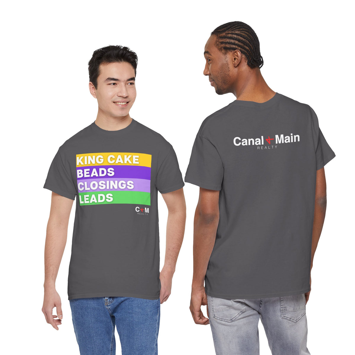 Mardi Gras Vibes Tee — “King Cake, Beads, Closings, Leads” Graphic Shirt