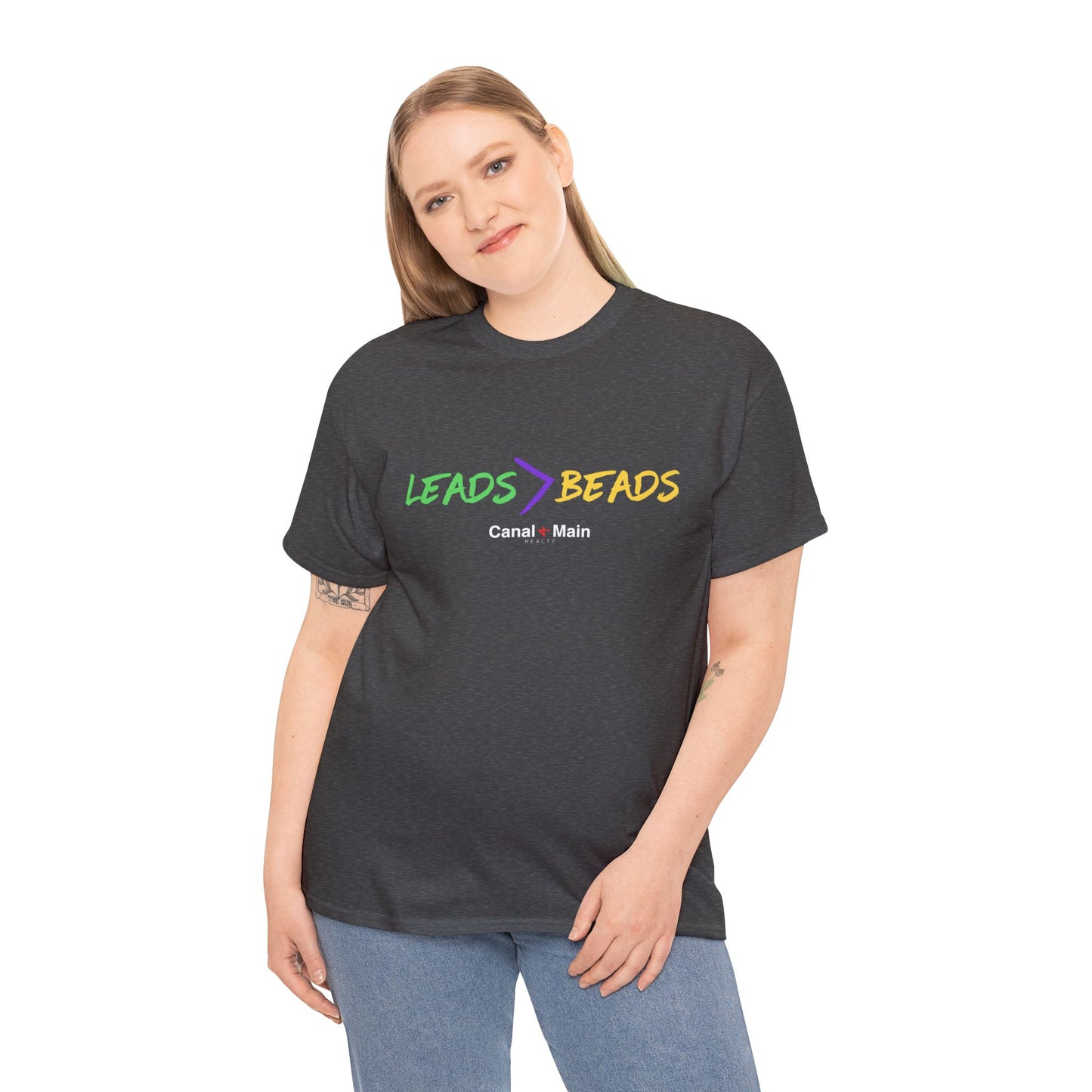 Leads > Beads MARDI GRAS T-Shirt — Casual Graphic Tee