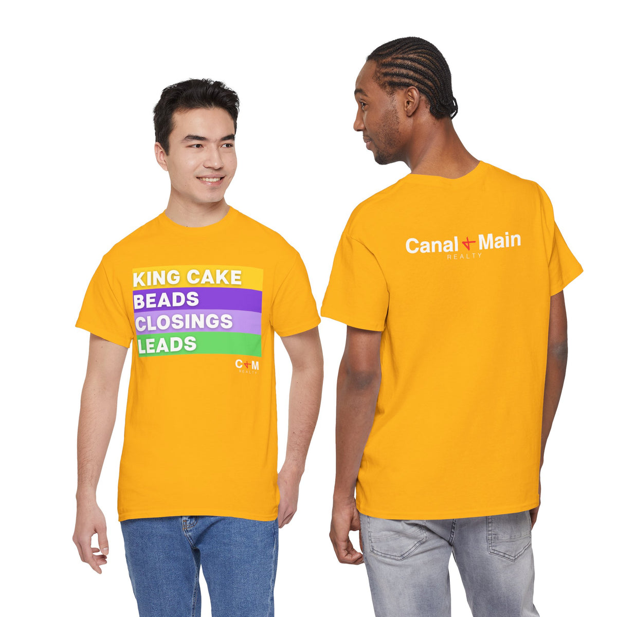 Mardi Gras Vibes Tee — “King Cake, Beads, Closings, Leads” Graphic Shirt