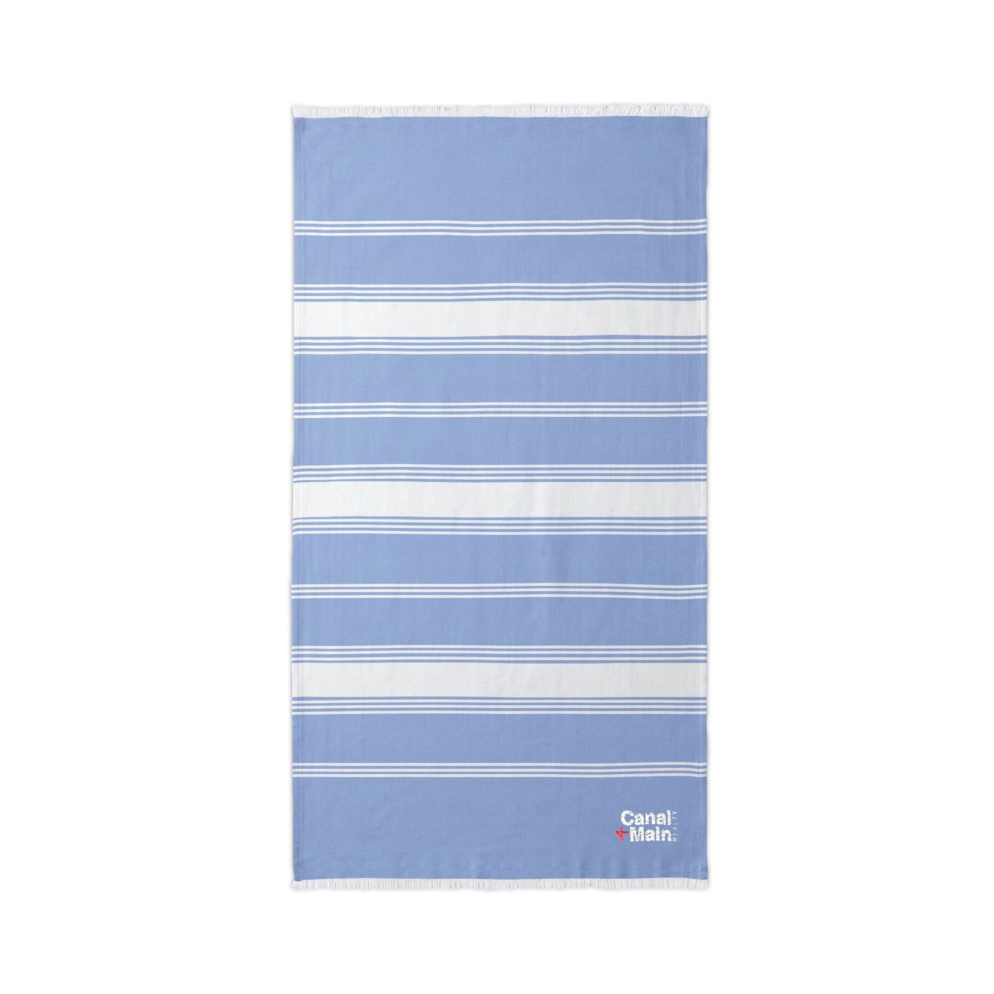 Embroidered C&M Striped Beach Throw — Lightweight Turkish Towel for Pool & Travel