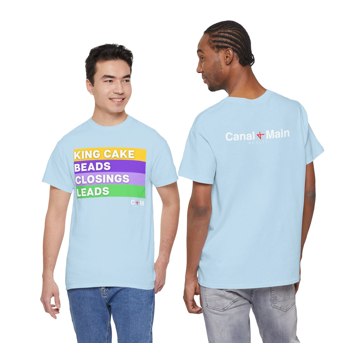 Mardi Gras Vibes Tee — “King Cake, Beads, Closings, Leads” Graphic Shirt