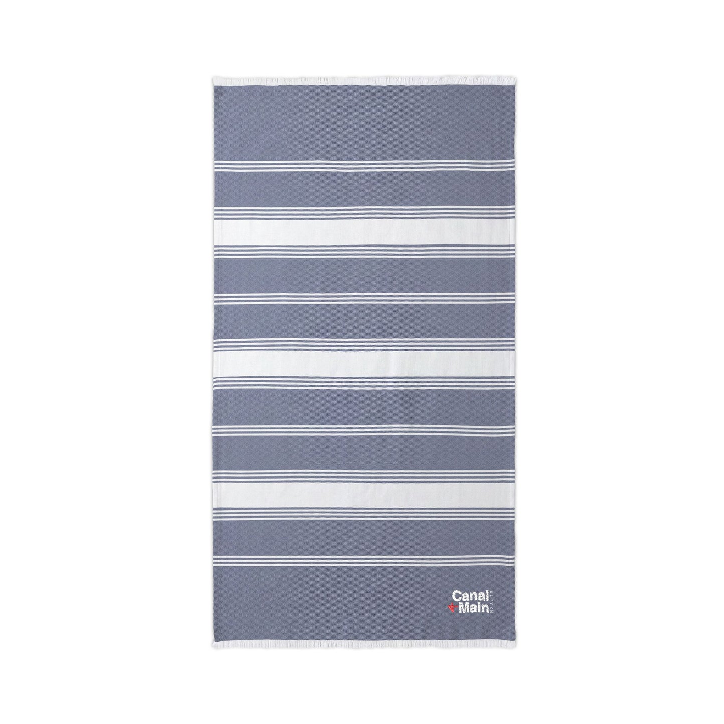 Embroidered C&M Striped Beach Throw — Lightweight Turkish Towel for Pool & Travel