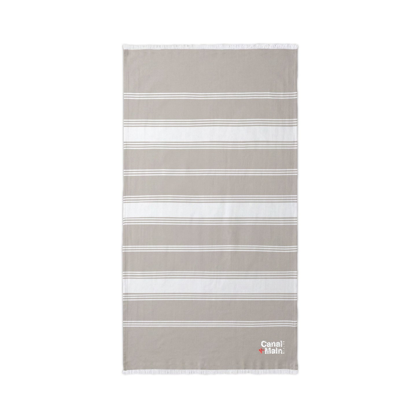 Embroidered C&M Striped Beach Throw — Lightweight Turkish Towel for Pool & Travel