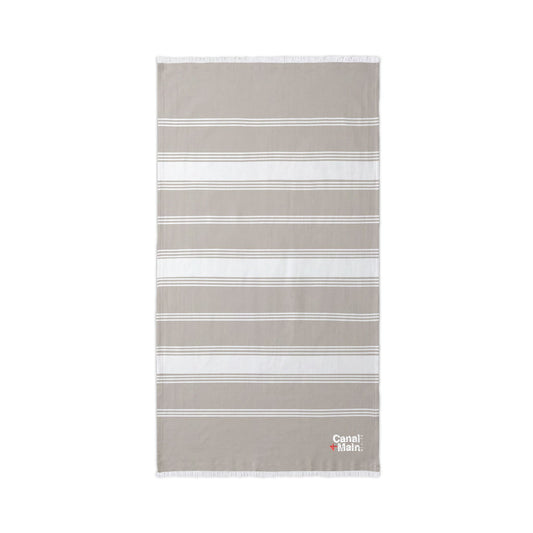 Embroidered C&M Striped Beach Throw — Lightweight Turkish Towel for Pool & Travel