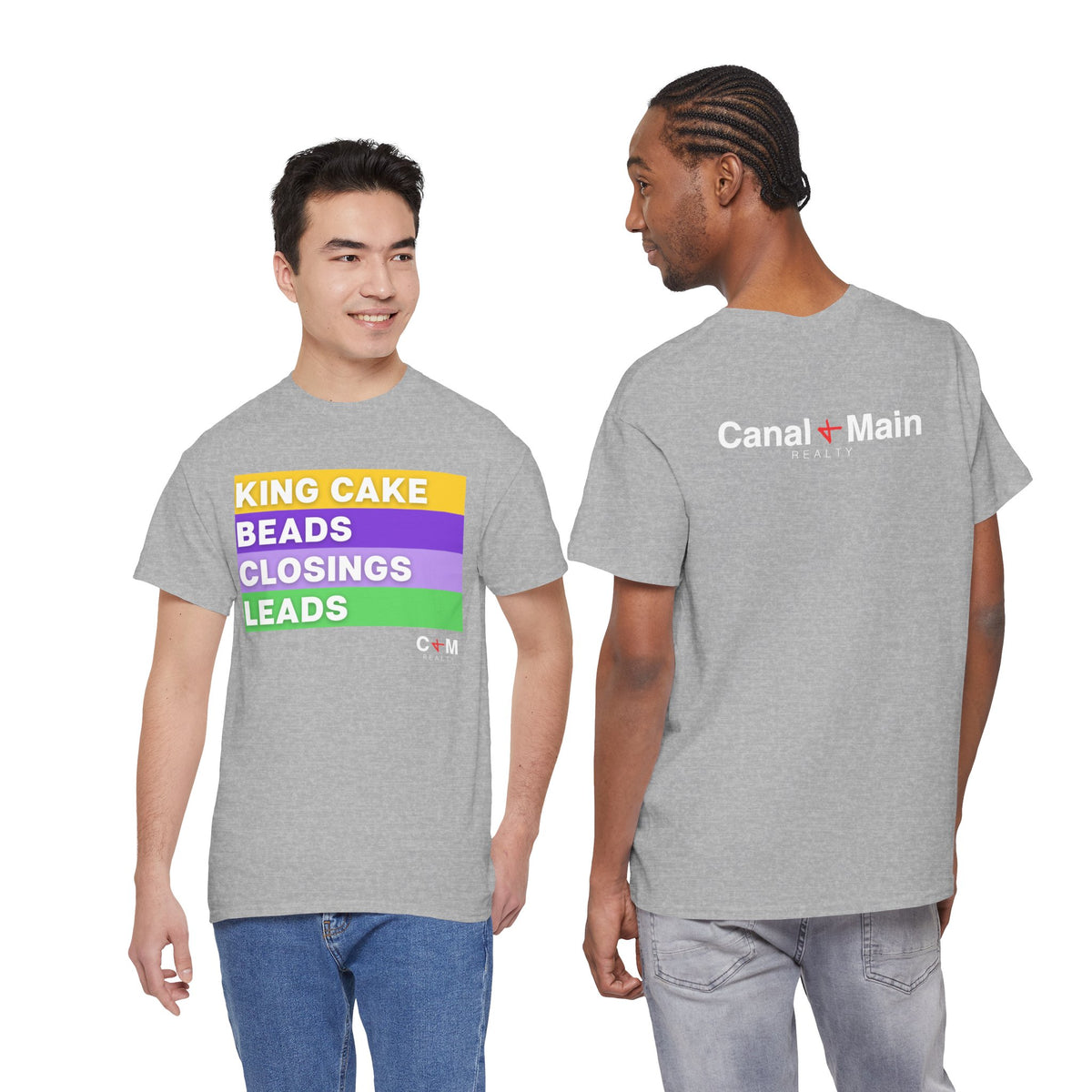 Mardi Gras Vibes Tee — “King Cake, Beads, Closings, Leads” Graphic Shirt