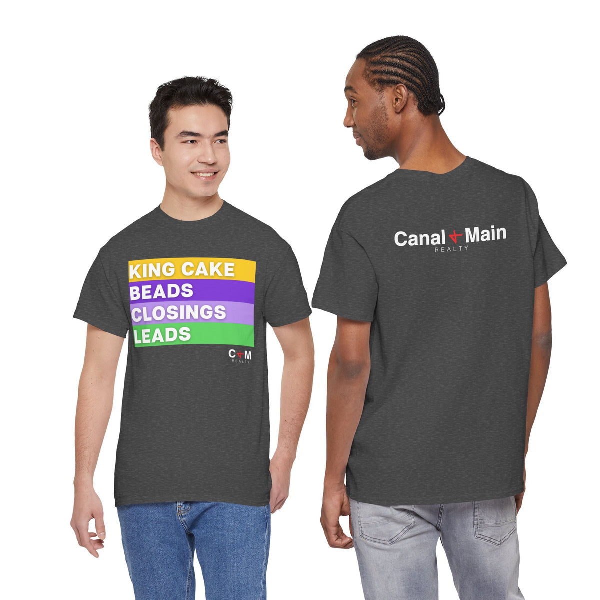 Mardi Gras Vibes Tee — “King Cake, Beads, Closings, Leads” Graphic Shirt
