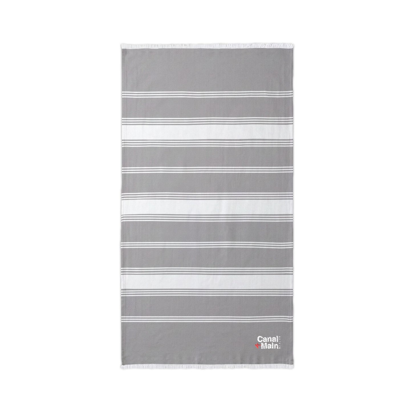 Embroidered C&M Striped Beach Throw — Lightweight Turkish Towel for Pool & Travel